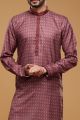 Digital Printed Maroon Art Silk Kurta Pajama (KFM-7044)