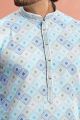 Embroidered Blue Cotton Kurta Pajama (KFM-7546)