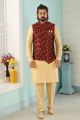 Gold Art Banarasi Silk Nehru Jacket (KFM-4980)