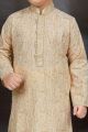 Gold Cotton Printed Boys Kurta Pajama (KFK-780)