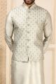 Grey Art Banarasi Silk Nehru Jacket (KFM-6291)