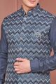 Grey Art Banarasi Silk Nehru Jacket (KFM-7408)