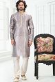 Grey Banarasi Silk Casual Kurta for Men (KFM-6697)