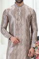 Grey Banarasi Silk Mens Kurta (KFM-6709)