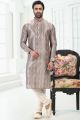 Grey Banarasi Silk Mens Kurta (KFM-6709)