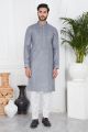 Grey Linen Cotton Kurta Pajama (KFM-7578)