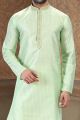 Jaquard Art Silk Pista Green Kurta Pajama for Men (KFM-6618)