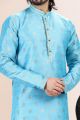 Jaquard Banarasi Silk Blue Kurta for Men (KFM-6629)