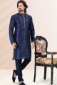 Jaquard Banarasi Silk Blue Mens Kurta Pajama (KFM-6643)