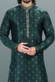 Jaquard Banarasi Silk Green Kurtas for Men (KFM-6642)