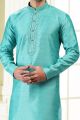Jaquard Banarasi Silk Teal Green Mens Kurta (KFM-6607)