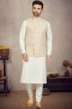 Light Gold Cotton Mens Nehru Jacket (KFM-6952)