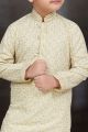 Light Gold Cotton Printed Boys Kurta Pajama (KFK-779)