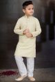 Light Gold Cotton Printed Boys Kurta Pajama (KFK-779)