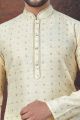 Light Gold Jaquard Kurta Pajama (KFM-7825)