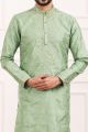 Light Green Art Banarasi Silk Mens Kurta (KFM-7013)