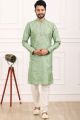 Light Green Art Banarasi Silk Mens Kurta (KFM-7013)