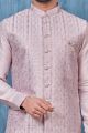 Light Onion Pink Art Banarasi Silk Nehru Jacket (KFM-7361)