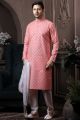 Light Peach Silk Kurta Pajama (KFM-6061)