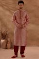 Light Rust Slub Silk Kurta Pajama (KFM-5490)