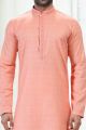 Linen Cotton Pink Mens Kurta Pajama (KFM-6656)