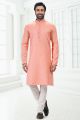 Linen Cotton Pink Mens Kurta Pajama (KFM-6656)