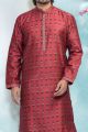 Magenta Jaquard Silk Brocade Kurta Pajama (KFM-4929)