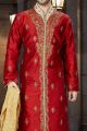 Maroon Art Dupion Designer Kurta Pajama (KFM-3794)