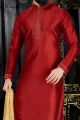 Maroon Art Dupion Kurta(KFM-3377)