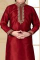Maroon Art Silk Kids Kurta Pajama (KFK-643)