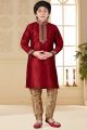 Maroon Art Silk Kids Kurta Pajama (KFK-643)