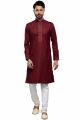 Maroon Art Silk Kurta Pajama (KFM-7494)