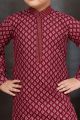 Maroon Cotton Printed Boys Kurta Pajama (KFK-783)