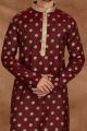 Maroon Cotton Printed Kurta Pajama (KFM-5481)