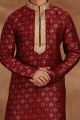 Maroon Jaquard Kurta Pajama (KFM-5498)