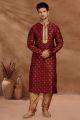 Maroon Jaquard Kurta Pajama (KFM-5498)
