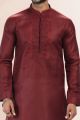 Maroon Linen Cotton Kurta for Men (KFM-6730)