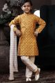 Mustard Cotton Printed Boys Kurta Pajama (KFK-746)