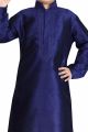 Navy Blue Art Dupion Kids Kurta (KFK-490)