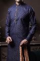 Navy Blue Silk Casual Kurta for Men (KFM-6079)