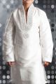 Off White Art Dupion Kids Kurta Pajama (KFK-236)