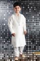 Off White Art Dupion Kids Kurta Pajama (KFK-242)
