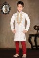 Off White Art Dupion Kurta Pajama for Boys (KFK-472)