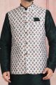 Off White Banarasi Silk Mens Nehru Jacket (KFM-5687)