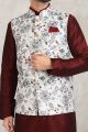 Off White Banarasi Silk Nehru Jacket (KFM-5677)