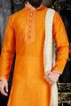 Orange Art Dupion Kurta(KFM-3383)
