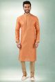 Orange Art Silk Kurta Pajama (KFM-5842)