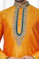 Orange Art Silk Kurta Pajama (KFM-7811)
