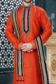 Orange Banglori Silk Regular Kurta Pajama (KFM-3814)