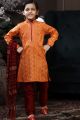 Orange Cotton Printed Boys Kurta (KFK-756)